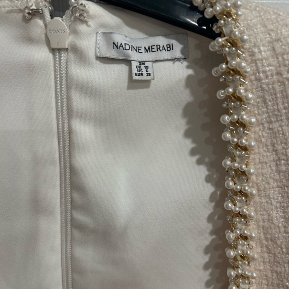 NADINE MERABI Cream Long Sleeve Dress with Pearl Details - Picture 4 of 5